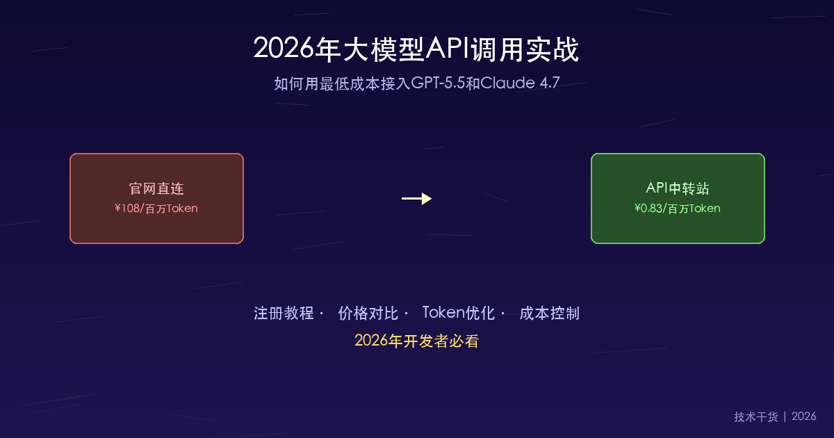 2026年大模型API调用实战：如何用最低成本接入GPT-5.5和Claude 4.7