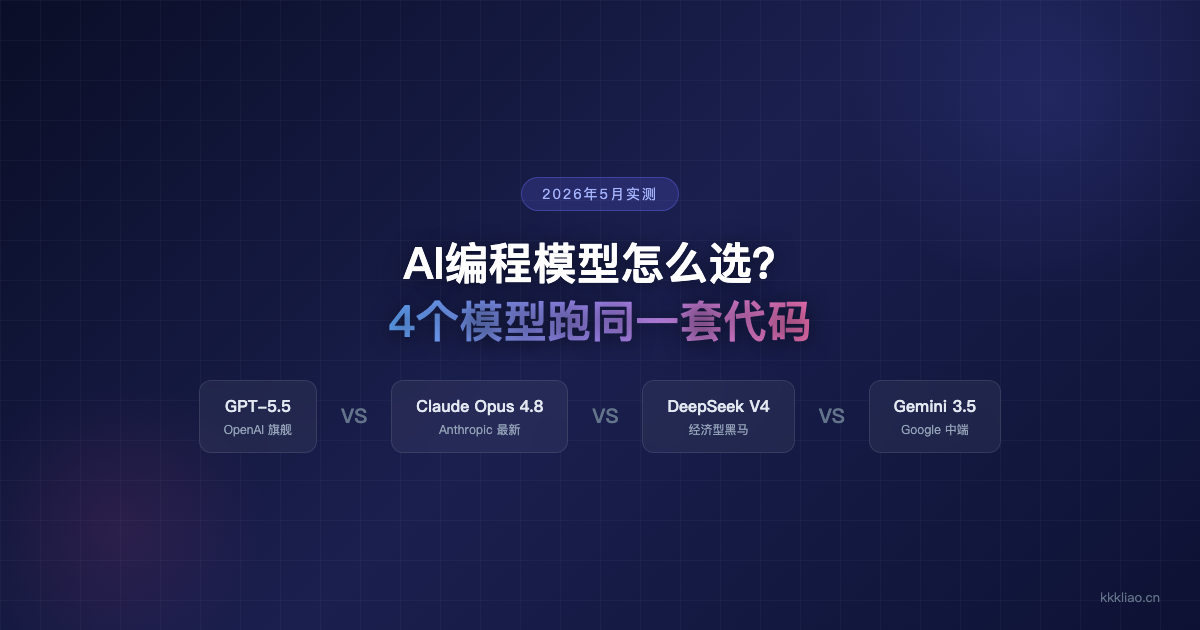 2026年AI编程模型怎么选？我用4个模型跑了同一套代码，结果差距很大