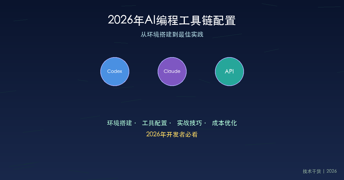 2026年AI编程工具链配置:从环境搭建到最佳实践
